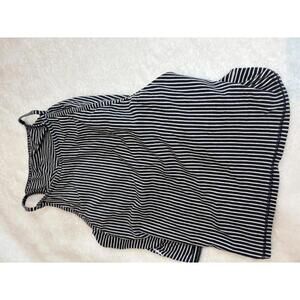 Black and White Striped Tank Top with Spaghetti Straps